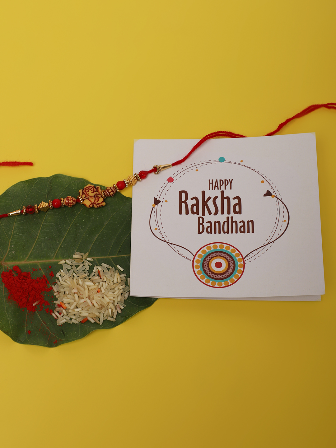YouBella Designer Bracelet Rakhi and Greeting Card Combo Set for Brother Raksha Bandhan Gift for Brother (Style 3)